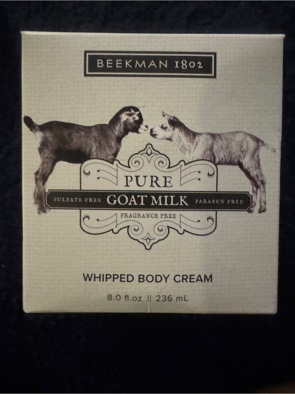 Beekman 1802 Whipped Body Cream in cream and black packaging